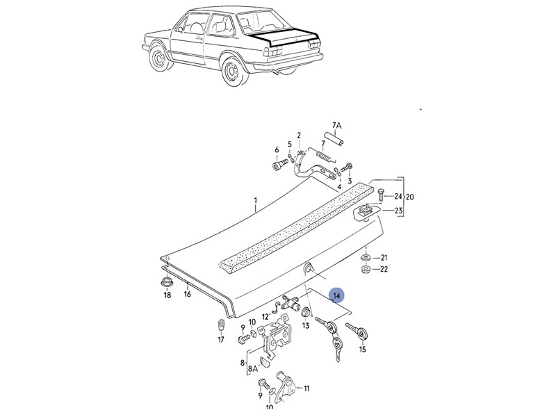 Jetta Mk Genuine Vw Rear Trunk Boot Lid Lock Cylinder With Key Nos